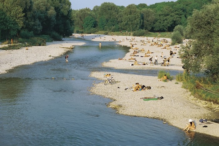 Nr. 554 - J. Wildgruber - Isarstrand am Flaucher in Muenchen